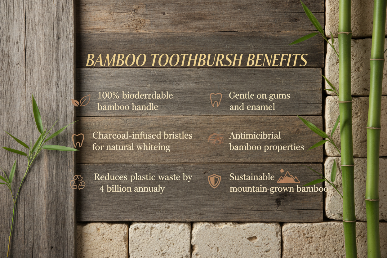 Bamboo toothbrush benefits infographic