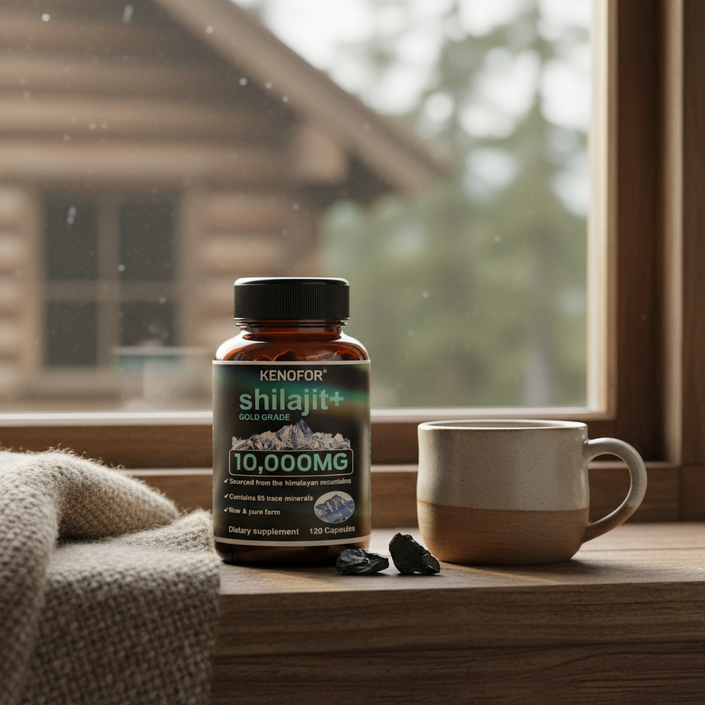 Shilajit by cabin window