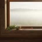 Copper scraper on cabin windowsill
