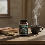 Shilajit with compass and coffee