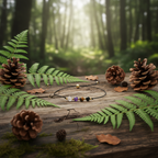 Crystal bracelet in forest clearing